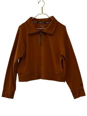 Orangetheory Fitness OTF Cropped Half Zip Pullover Sweatshirt Thumbholes Pockets